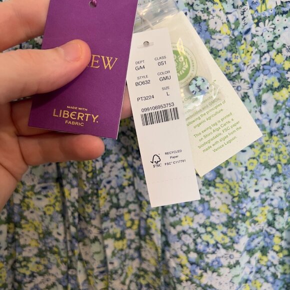 J.Crew x Liberty Floral Long Sleeve Dress - Size Large (NWT) - Picture 5 of 8